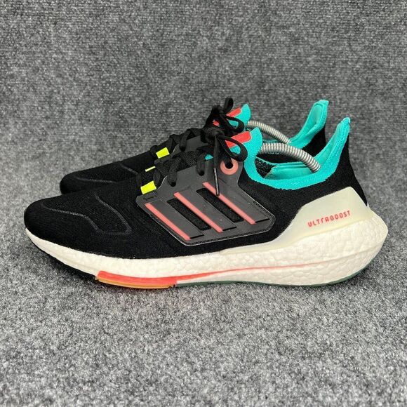 Adidas UltraBoost 22 Running Shoes Mens Size 10.5 Black Turbo Mint Rust Athletic - Picture 4 of 11